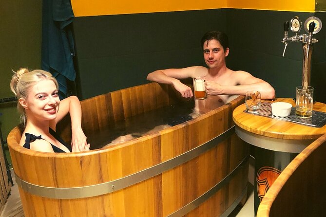 Budapest Exclusive Thermal Spa LUKACS LUXURIOUS PRIVATE BEER BATH - How the BeerSpa Works: Warm Tub, Beer Ingredients, and Draft Beer at Your Side